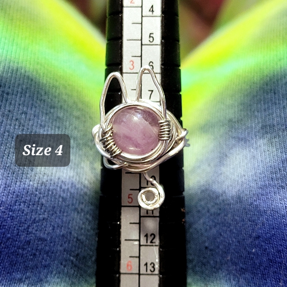 Wire Wrapped Amethyst Kitty Cat Ring - image 4